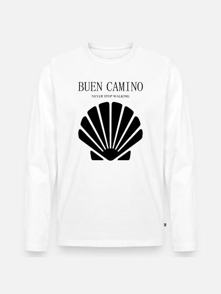 Buen Camino Never Stop Walking - Men's Premium Organic Long Sleeve Shirt - white