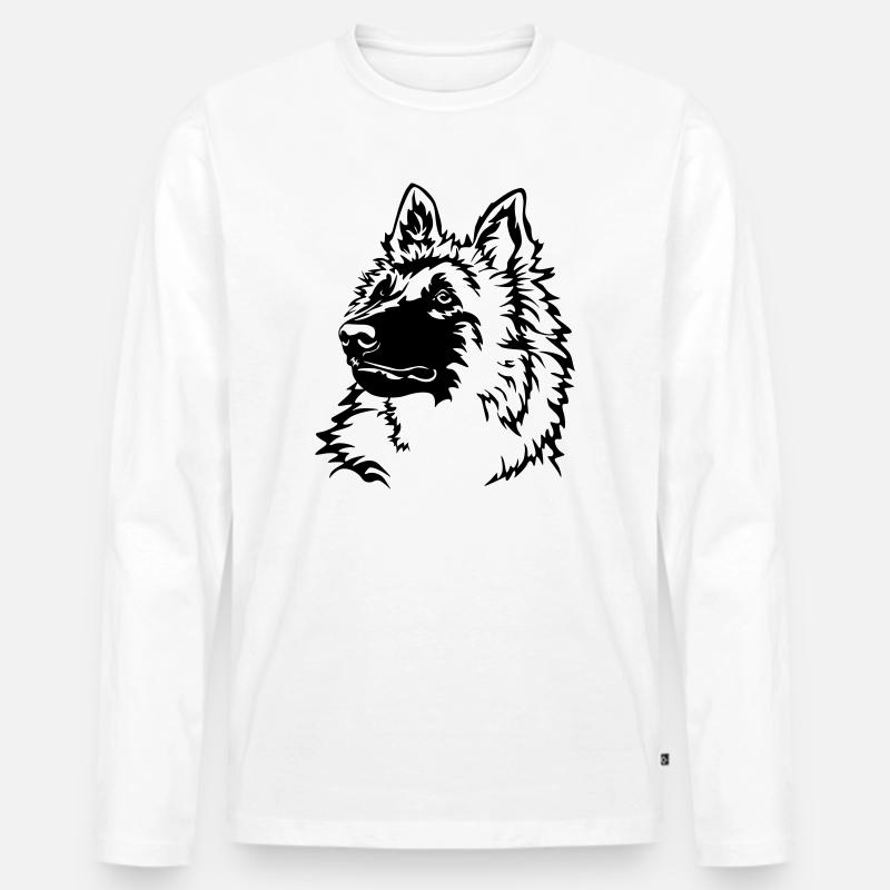 Tervuren Kopf - Männer Premium Bio Langarmshirt - Weiß