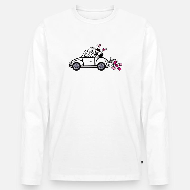 Strichmännchen Hochzeit - Männer Premium Bio Langarmshirt - Weiß