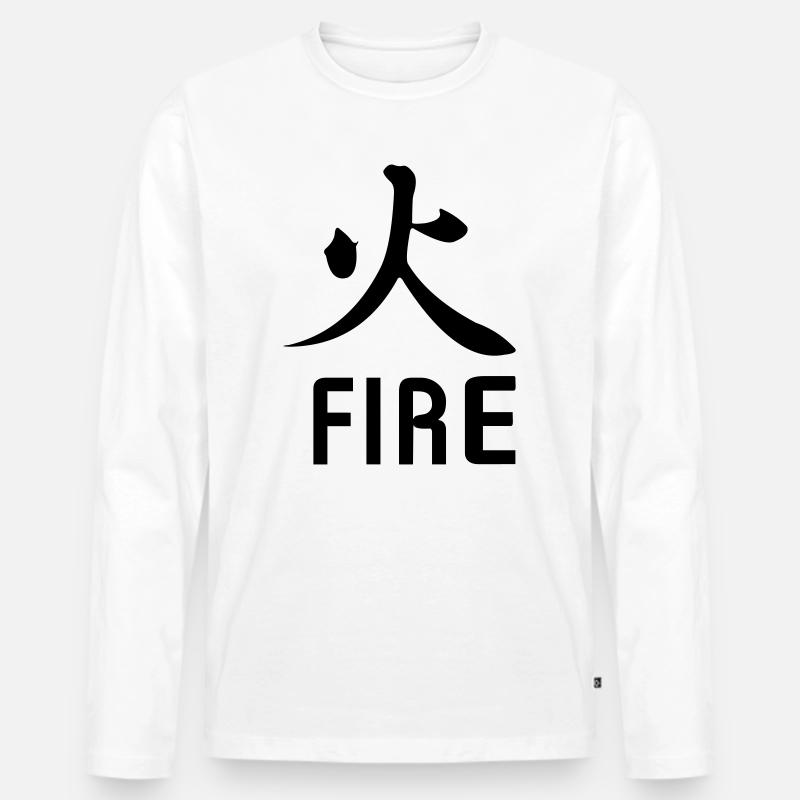Feuer kanji mit Text - Männer Premium Bio Langarmshirt - Weiß