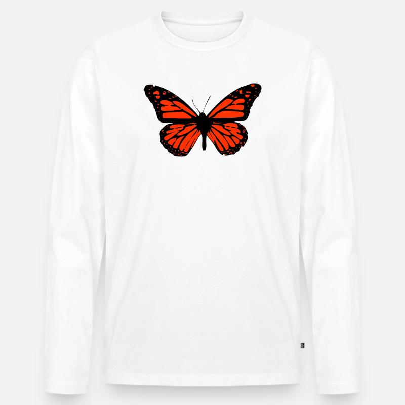 Schmetterling Kunst detailliert, hoher Kontrast - Männer Premium Bio Langarmshirt - Weiß