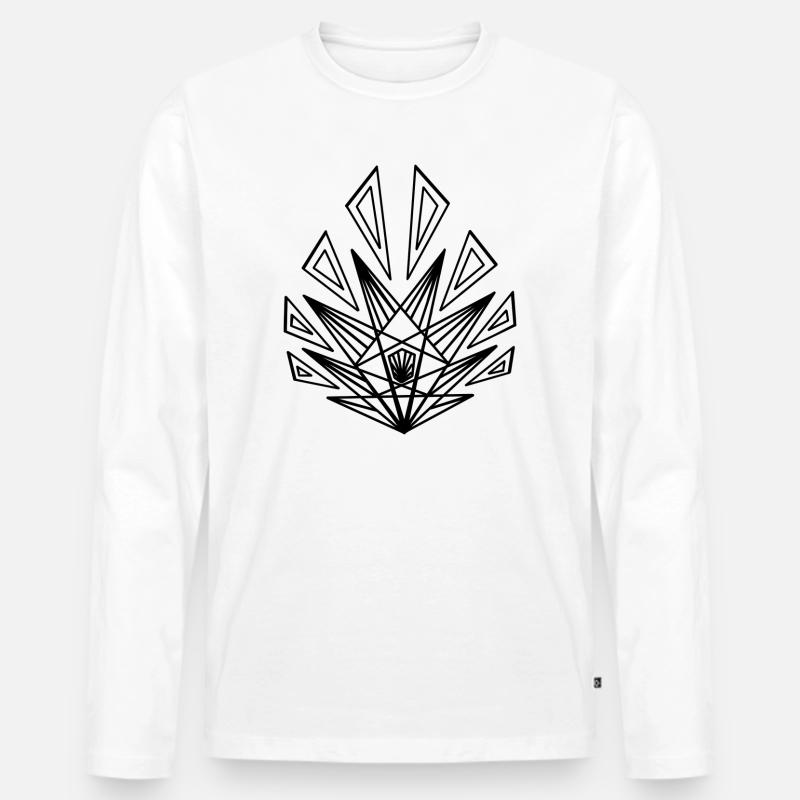 Blatt - Männer Premium Bio Langarmshirt - Weiß