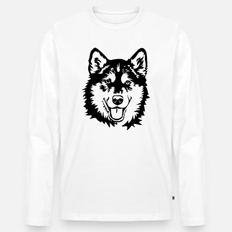 Alaskan Malamute Kopf - Männer Premium Bio Langarmshirt - Weiß