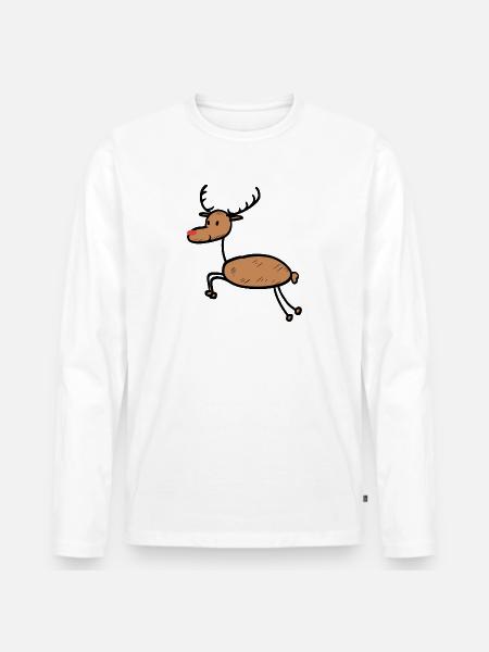 Funny reindeer Christmas - Men's Premium Organic Long Sleeve Shirt - white