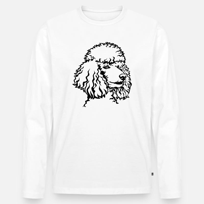 Pudel Kopf - Männer Premium Bio Langarmshirt - Weiß