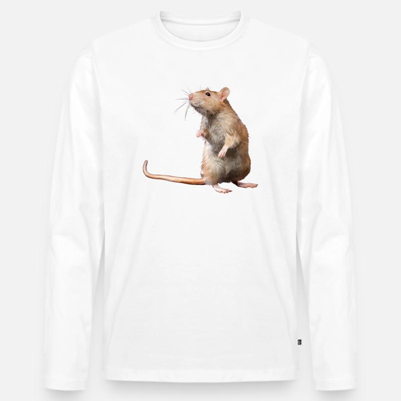 Maus - Männer Premium Bio Langarmshirt - Weiß