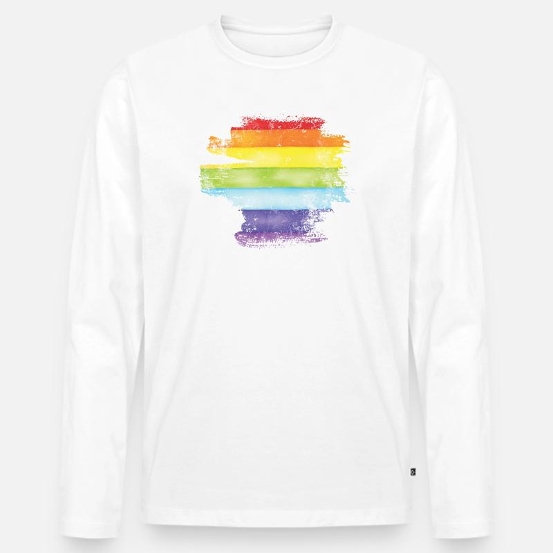 Stolz Pinsel Regenbogen - Männer Premium Bio Langarmshirt - Weiß