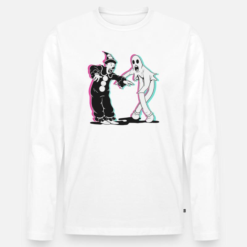ghost e clown danza - Maglia a manica lunga ecologica premium da uomo - bianco