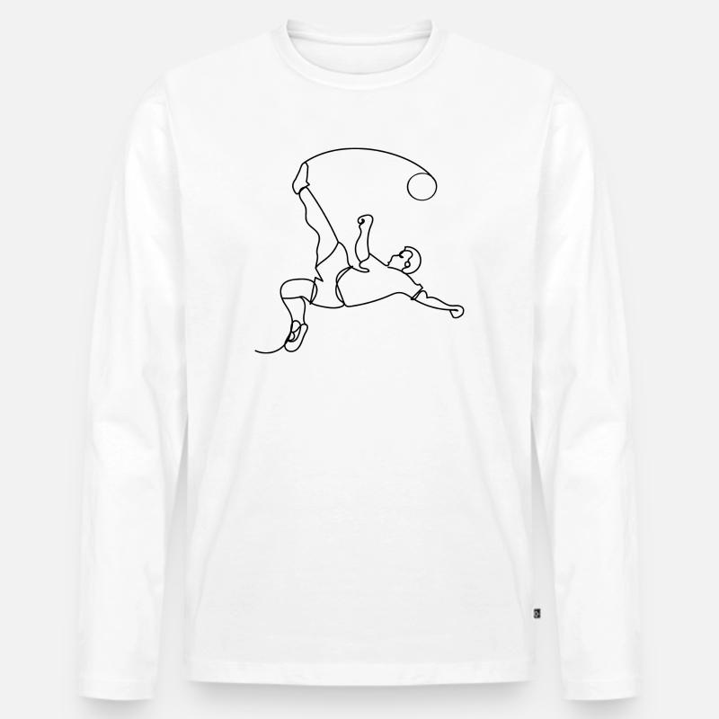 Fußball One Line Art - Männer Premium Bio Langarmshirt - Weiß