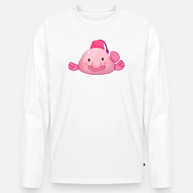 Blobfisch - Männer Premium Bio Langarmshirt - Weiß