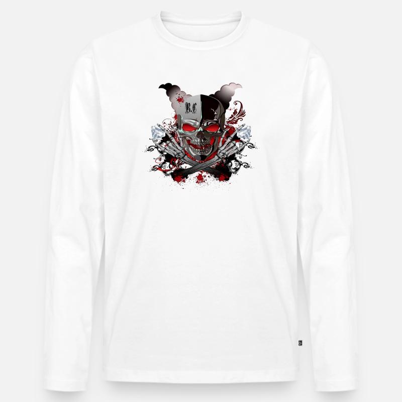 Diamanten Skull - Männer Premium Bio Langarmshirt - Weiß