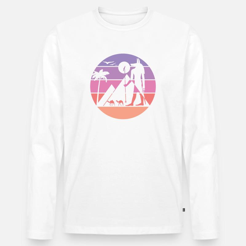 Mythische Silhouette - Anubis - Männer Premium Bio Langarmshirt - Weiß