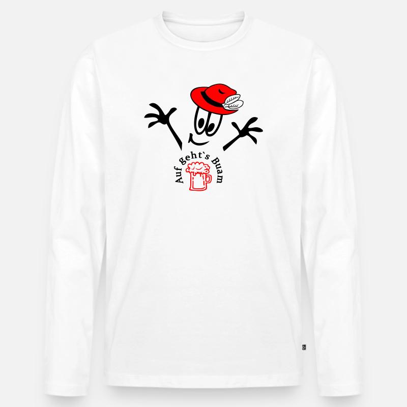 Auf geht's Buam, Comic - Männer Premium Bio Langarmshirt - Weiß