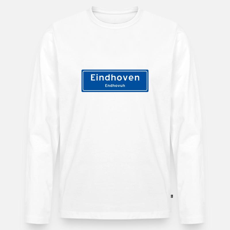 Ortsschild Eindhoven - Männer Premium Bio Langarmshirt - Weiß