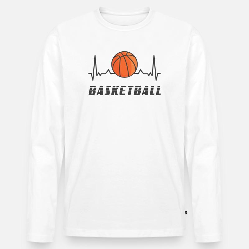 Basketball Herzfrequenz Design - Männer Premium Bio Langarmshirt - Weiß