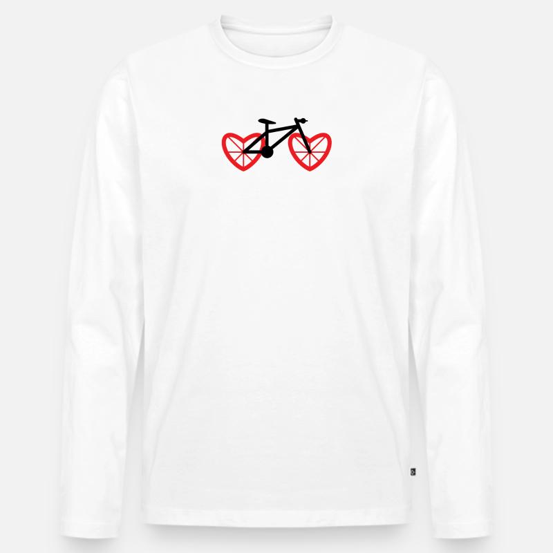 Fahrrad Herz Rad - Männer Premium Bio Langarmshirt - Weiß