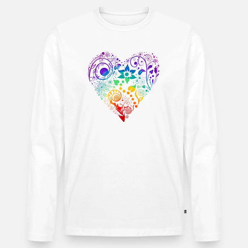 Regenbogen Herz - Männer Premium Bio Langarmshirt - Weiß