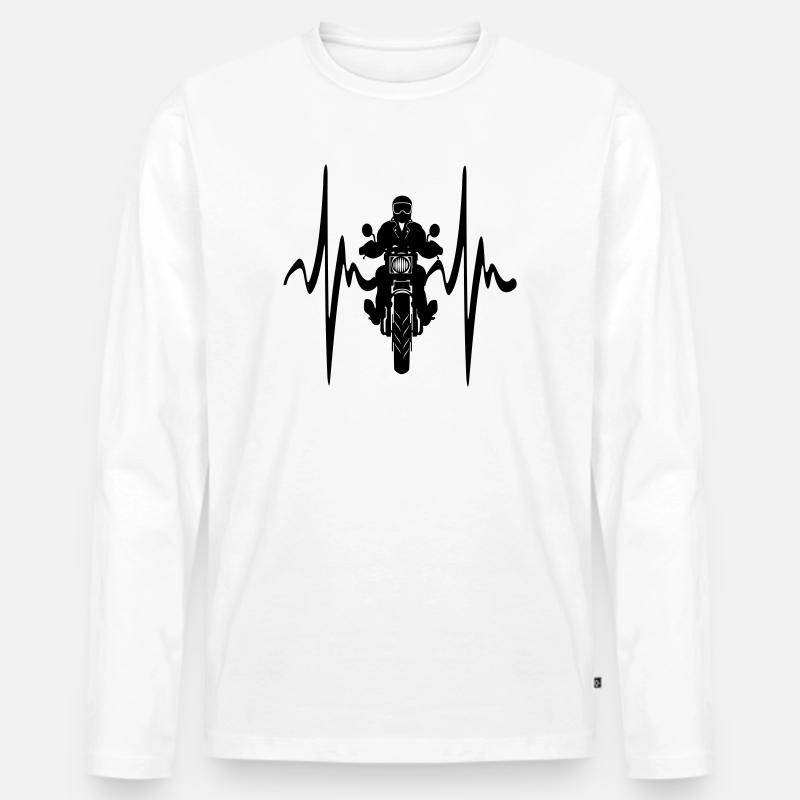 Motorische Frontansicht Cardio-Herzfrequenz - Männer Premium Bio Langarmshirt - Weiß