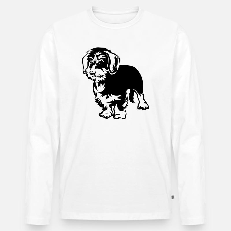 Dackel - Männer Premium Bio Langarmshirt - Weiß