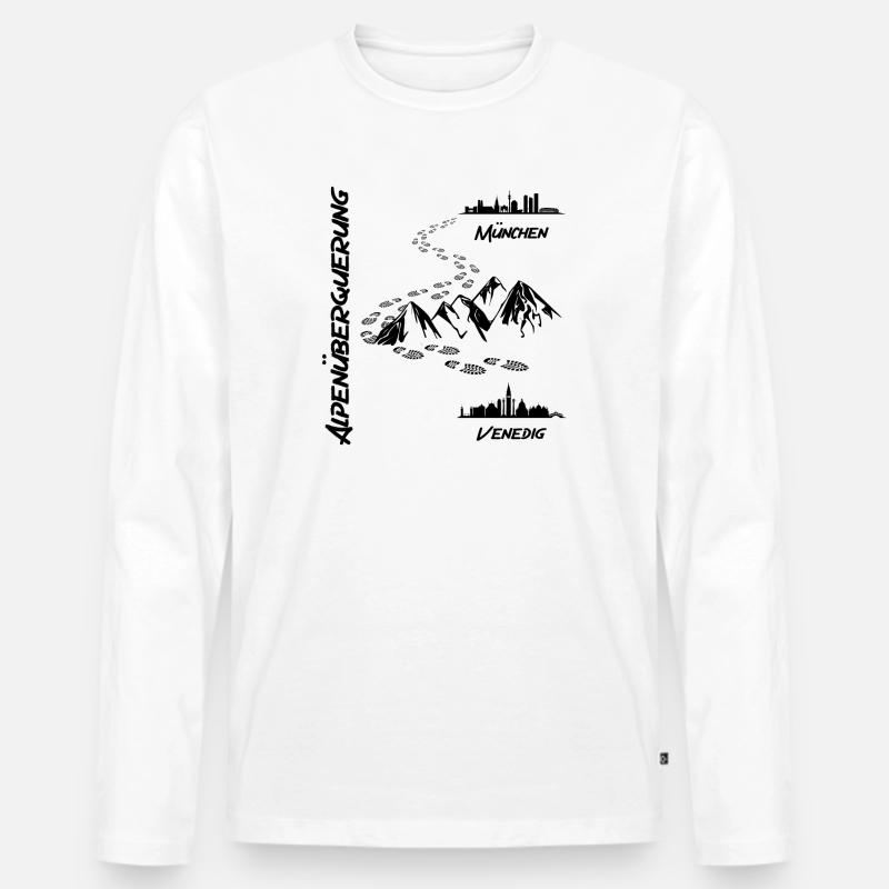 Alpenüberquerung München - Venedig - Männer Premium Bio Langarmshirt - Weiß
