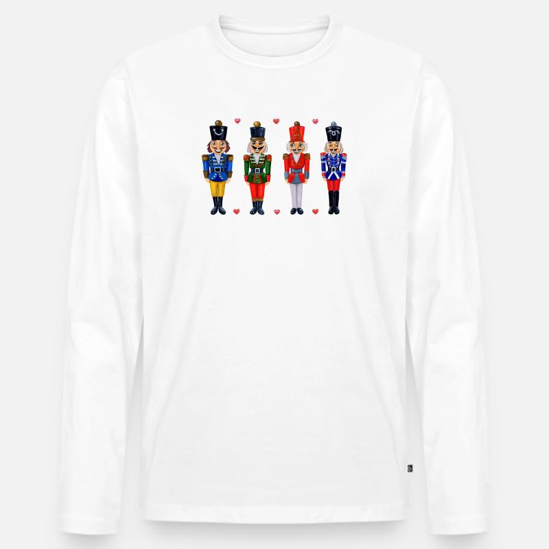 VIER LUSTIGE NUSSKNACKER - Männer Premium Bio Langarmshirt - Weiß