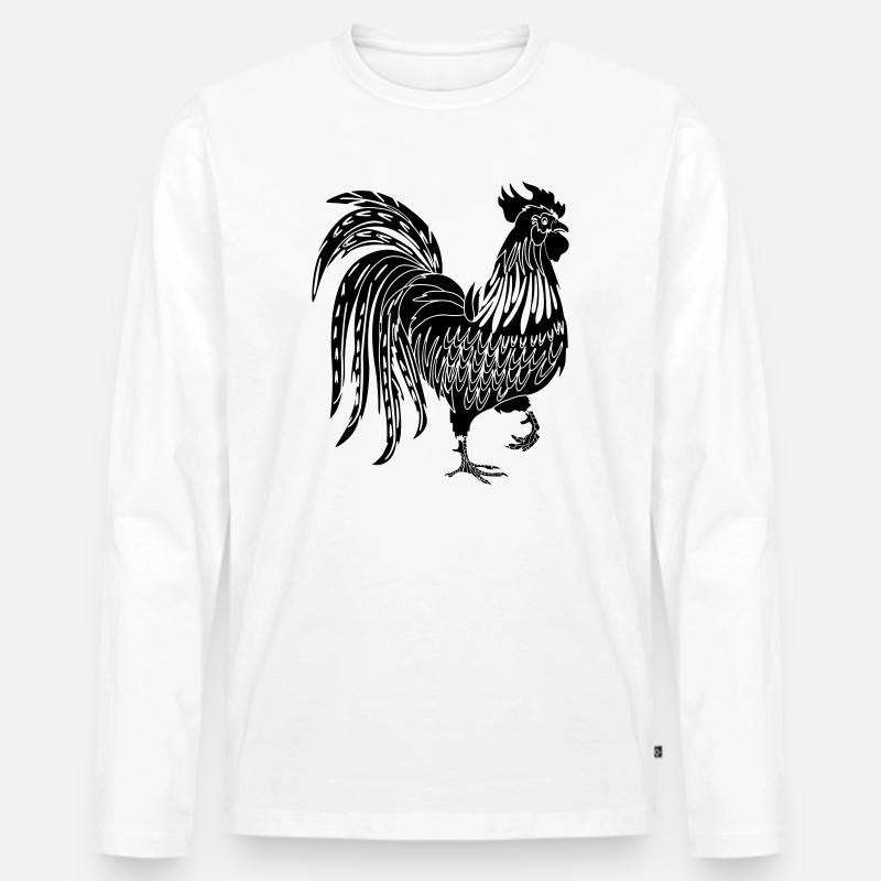 Hahnenschirm - Männer Premium Bio Langarmshirt - Weiß