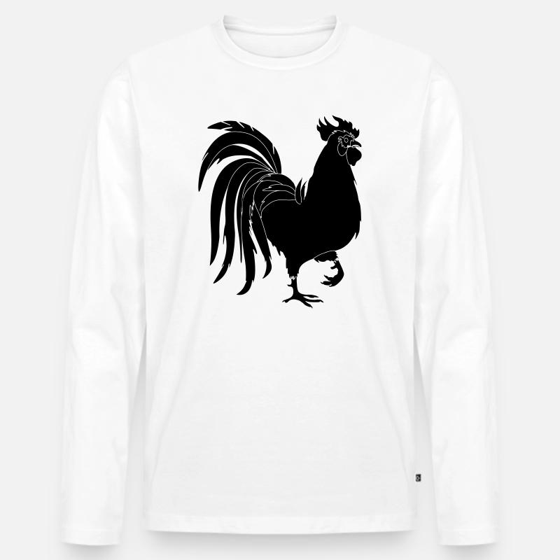 Schwarzer Hahn - Männer Premium Bio Langarmshirt - Weiß