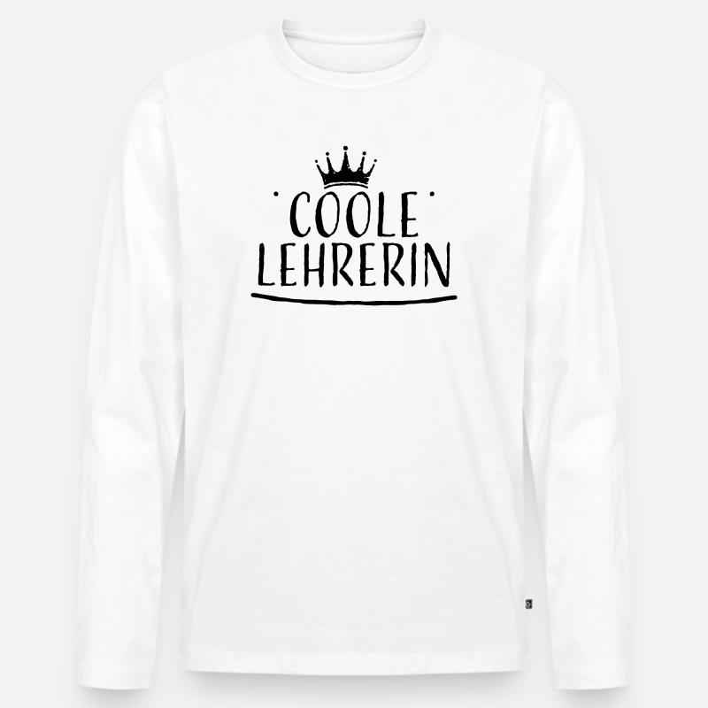 Krone schwarz coole lehrerin - Männer Premium Bio Langarmshirt - Weiß