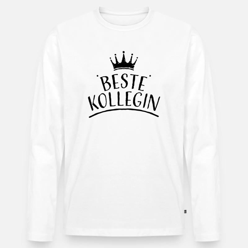 Krone beste kollegin schwarz Tshirt design - Männer Premium Bio Langarmshirt - Weiß