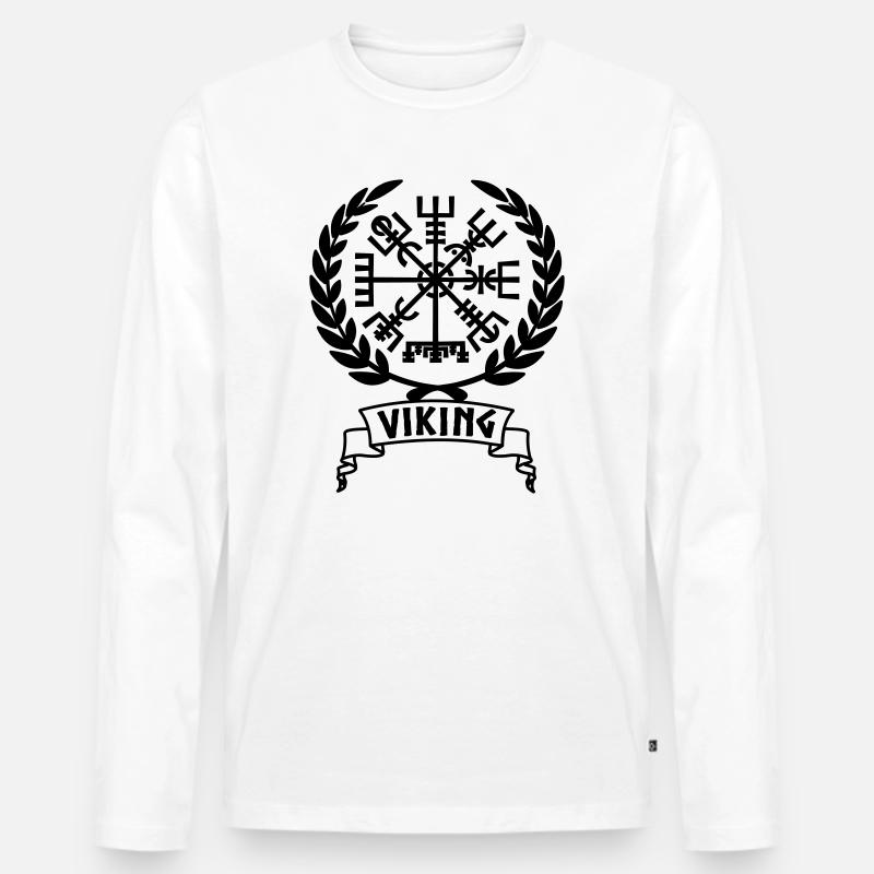 Vegvisir Wikinger Kompass im Vikng Banner - Männer Premium Bio Langarmshirt - Weiß