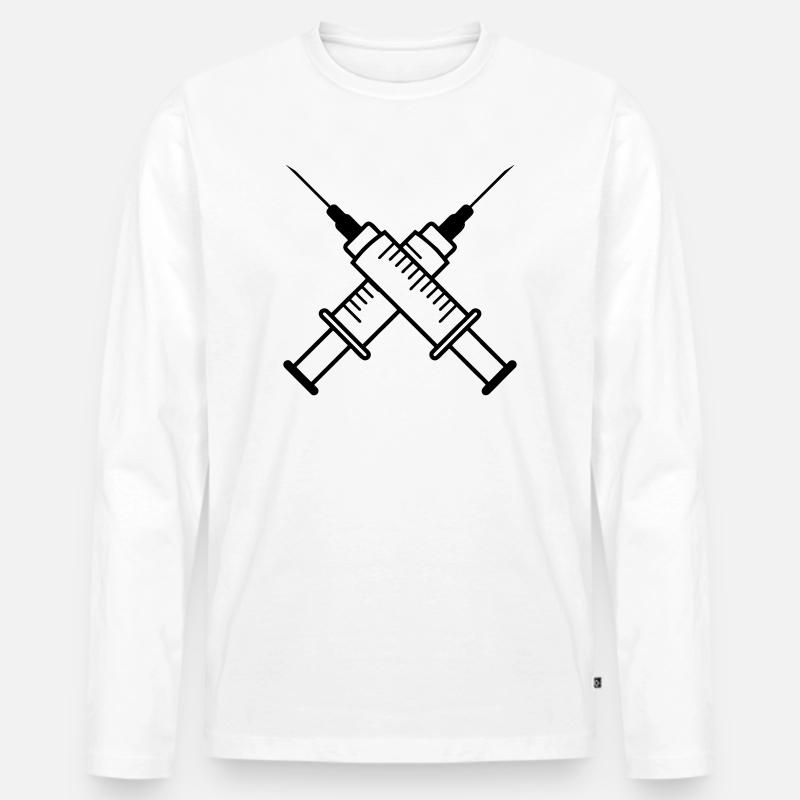 Zwei Spritzen - Männer Premium Bio Langarmshirt - Weiß