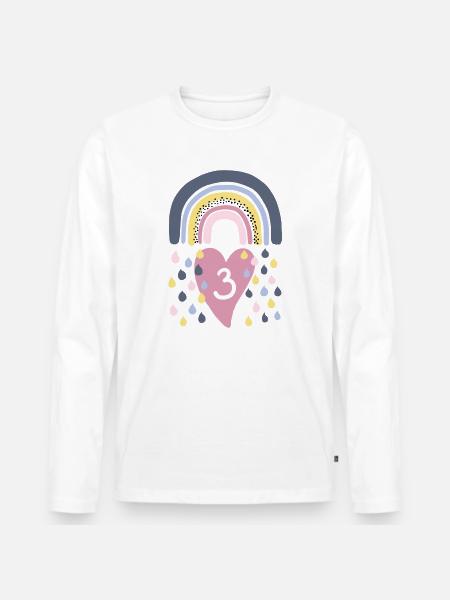 Rainbow 3rd Birthday Children - Men's Premium Organic Long Sleeve Shirt - white
