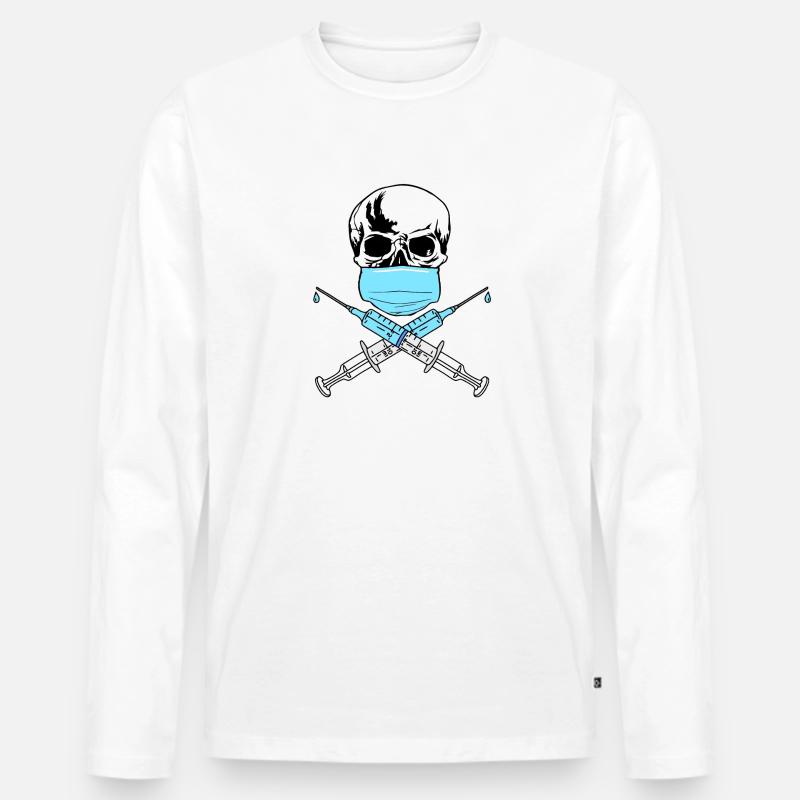Schädelimpfstoff - Männer Premium Bio Langarmshirt - Weiß