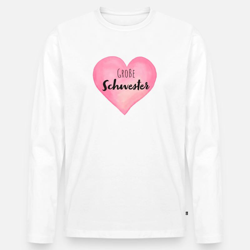 Große Schwester Herz - Männer Premium Bio Langarmshirt - Weiß