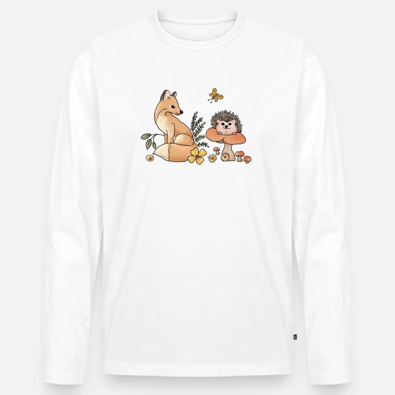 Fuchs und Igel - Männer Premium Bio Langarmshirt - Weiß