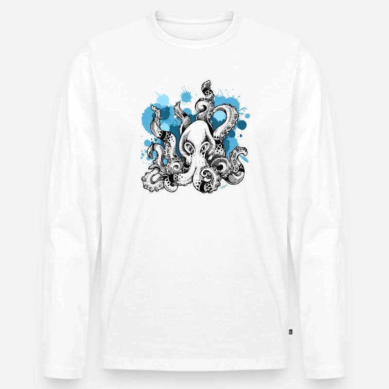 Kraken | Oktopus | Seefahrt | Abenteuer - Männer Premium Bio Langarmshirt - Weiß