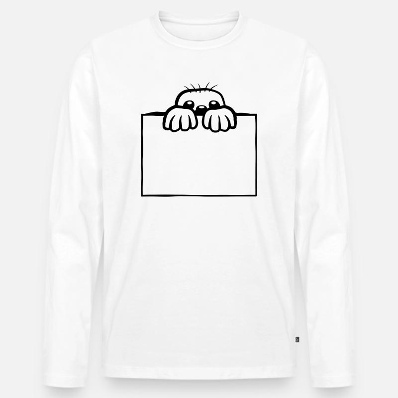 Schild Maulwurf Design - Männer Premium Bio Langarmshirt - Weiß