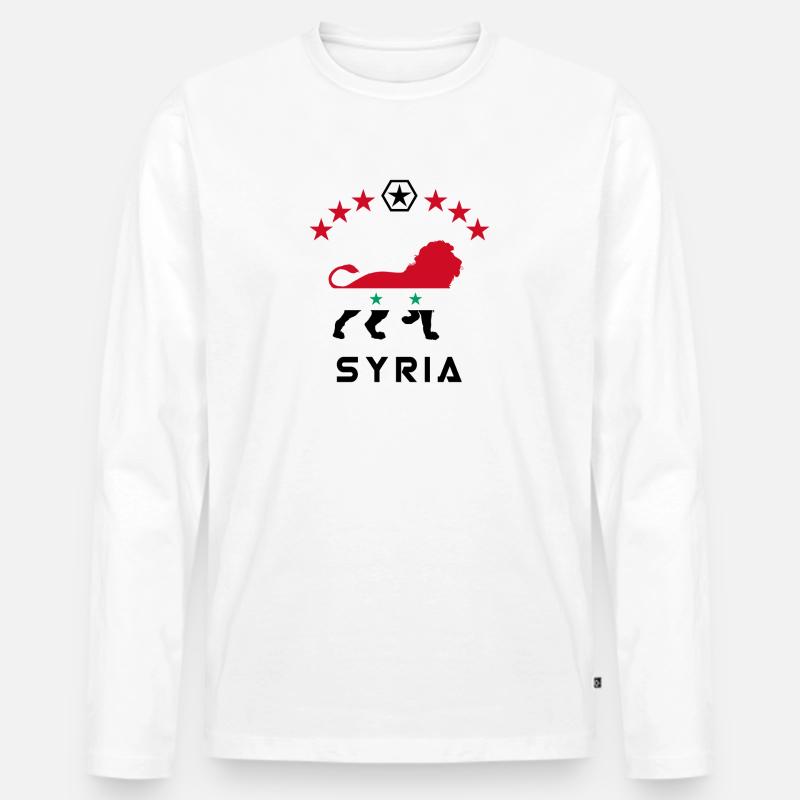 Syrien Löwen Design - Männer Premium Bio Langarmshirt - Weiß