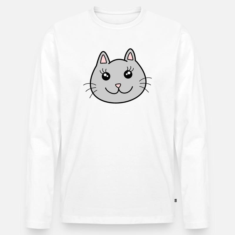 Katze Katzen - Männer Premium Bio Langarmshirt - Weiß
