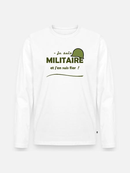 je suis militaire - T-shirt manches longues Premium bio Homme - blanc