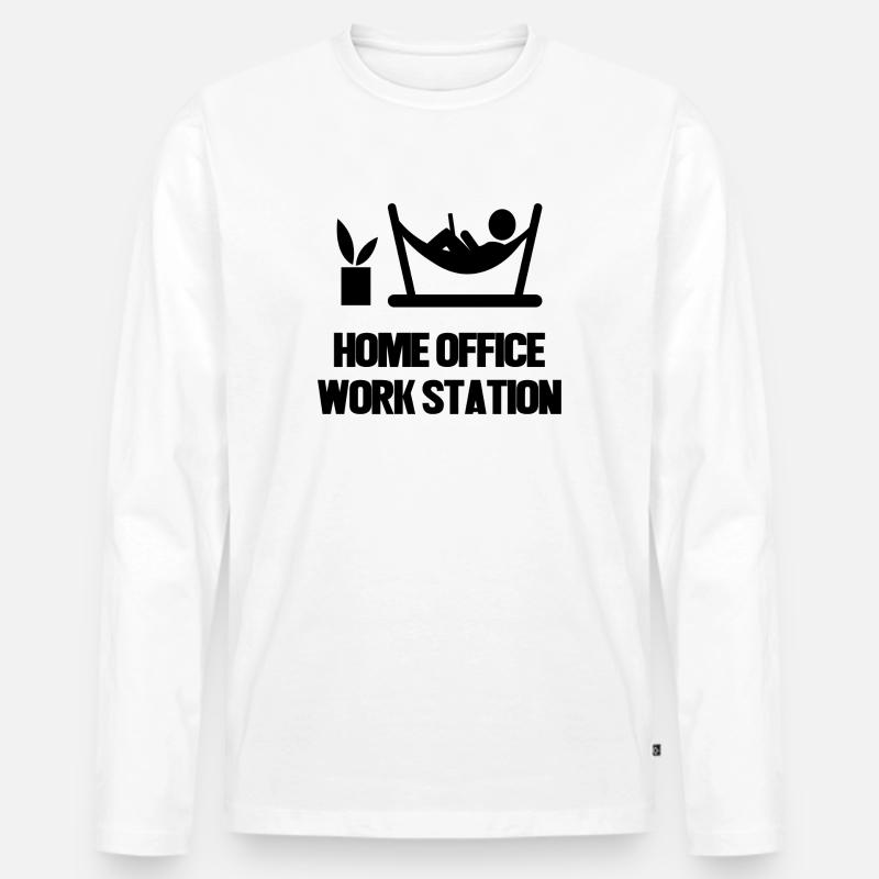 Laptop Wfh Home Office Statement Arbeitsplatz - Männer Premium Bio Langarmshirt - Weiß