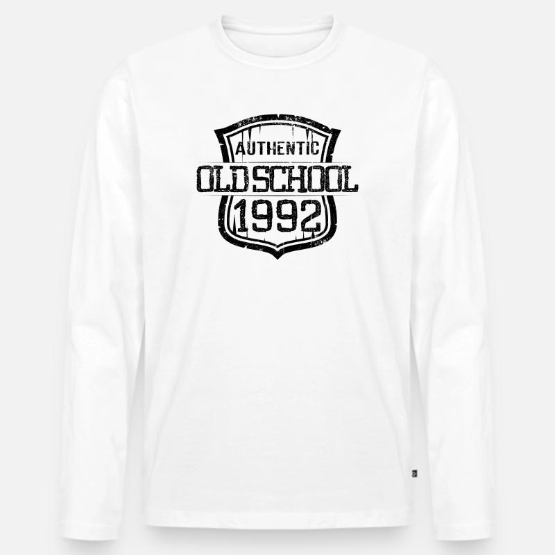 Authentische alte Schule 1992 - Männer Premium Bio Langarmshirt - Weiß