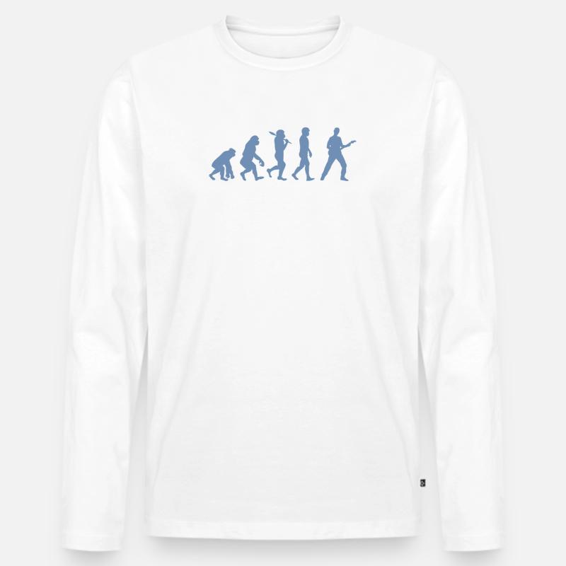 Evolution Gitarre Bassist - Männer Premium Bio Langarmshirt - Weiß