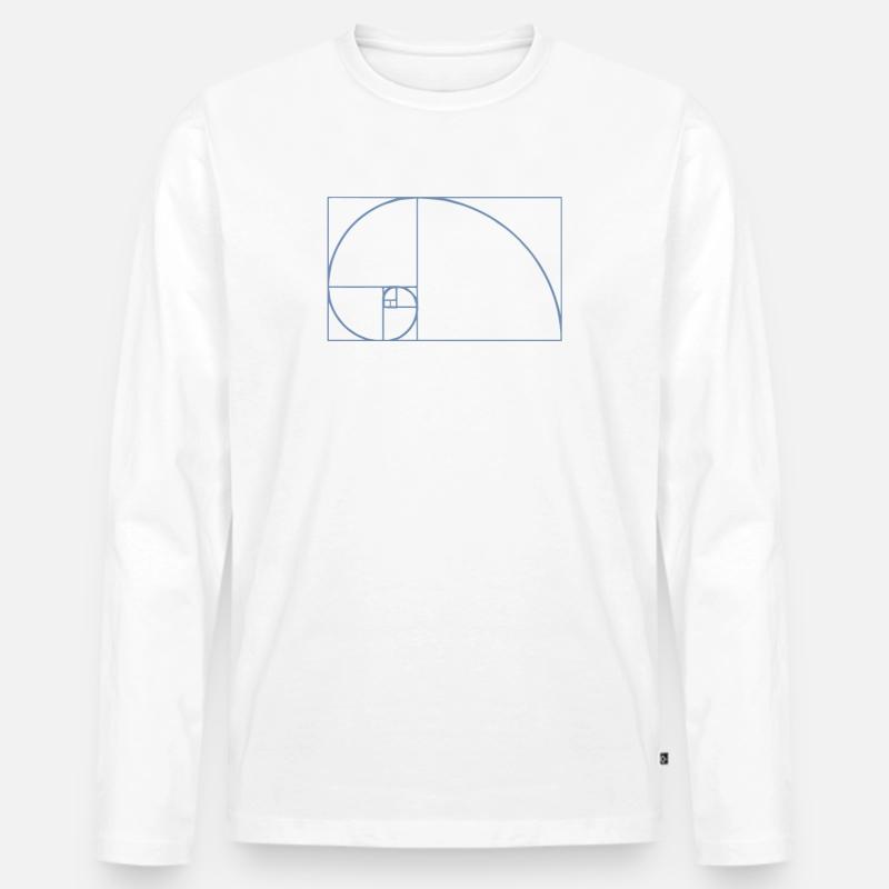 Fibonacci Tshirt - Männer Premium Bio Langarmshirt - Weiß
