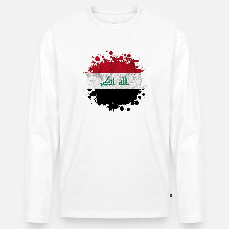 Irak Splash Flaggen Design - Männer Premium Bio Langarmshirt - Weiß