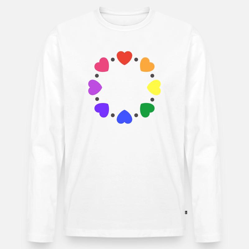 Regenbogen Herzen - Männer Premium Bio Langarmshirt - Weiß