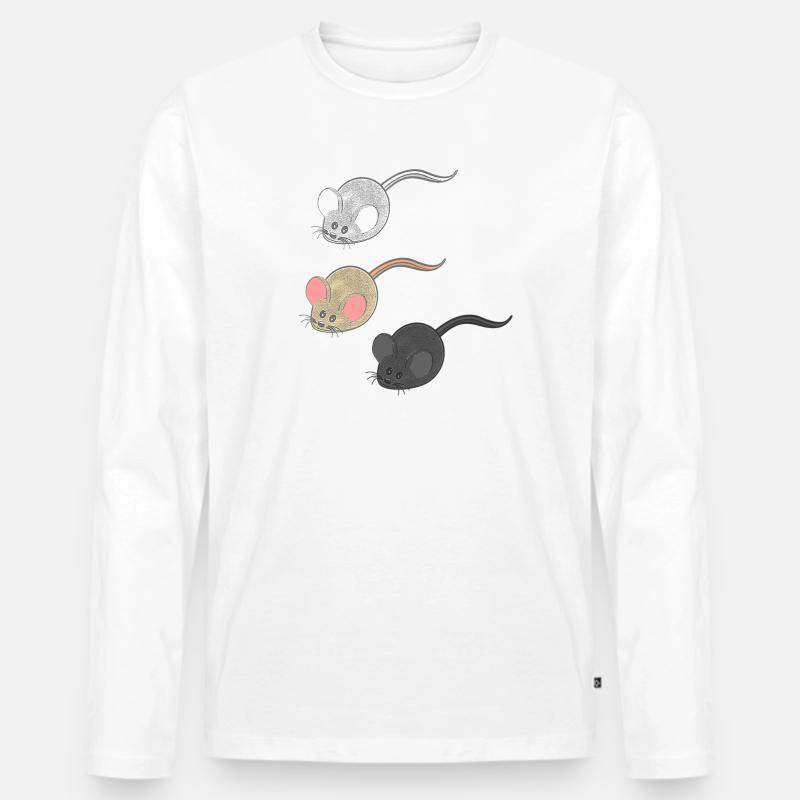 geschenkideen mäuse, Drei Mäuse, Mäuse Fan - Männer Premium Bio Langarmshirt - Weiß