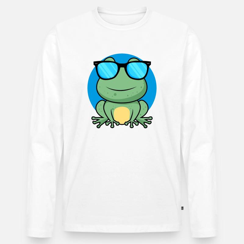 Cool Frog - Männer Premium Bio Langarmshirt - Weiß