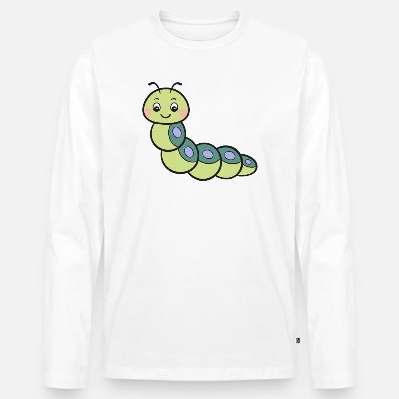 Raupe - Männer Premium Bio Langarmshirt - Weiß