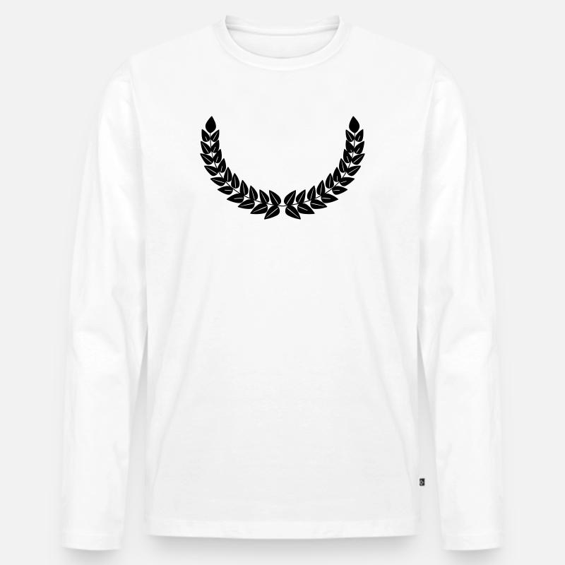 Lorbeerkranz Dekoration - Männer Premium Bio Langarmshirt - Weiß